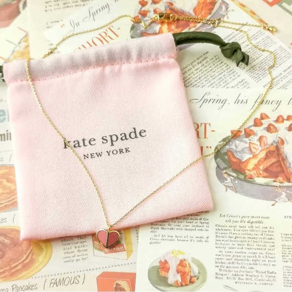 Kate Spade Heritage Red & Pink Heart Pendant with Beautiful Rose Gold Chain - Picture 2 of 7
